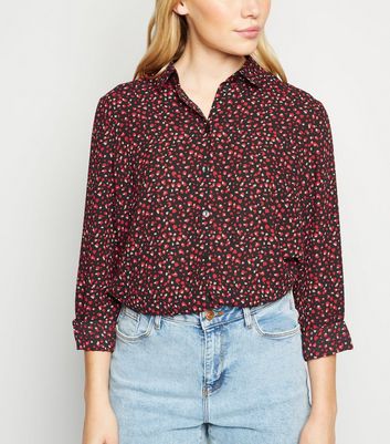 New Look Petite Black Abstract Spot Shirt
